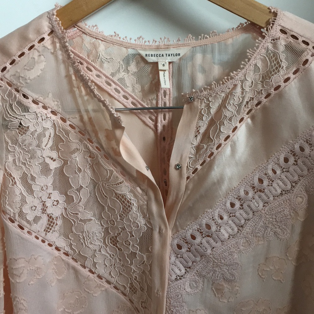 Rebecca Taylor soft pink silk button down top